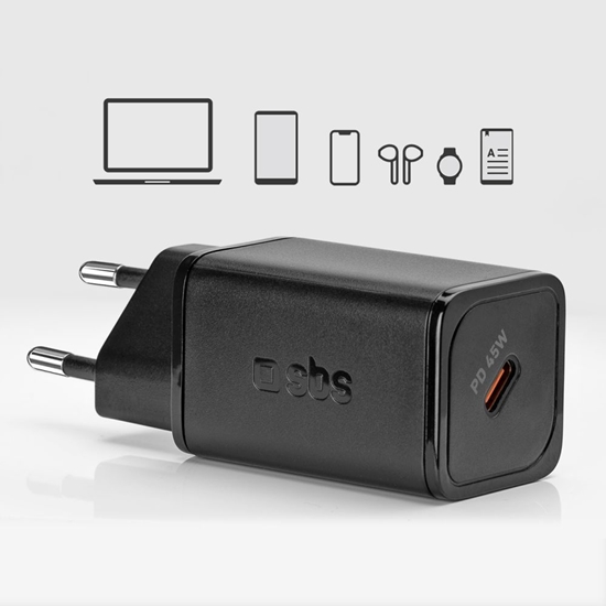 Picture of SBS SBS TETRGAN1C45W 45W GaN USB-C Wall Charger with Power Delivery - Black