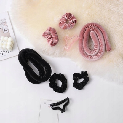 Picture of SISTER YOUNG_Lisa Hair Curling Set waek do wosów bez uycia ciepa + satynowe gumki 2szt + klamra Pink