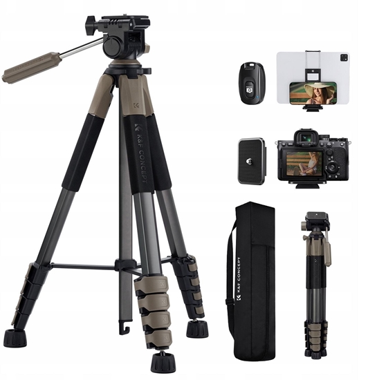 Изображение Statyw Fotograficzny Foto 190cm 4kg Uchwyt Na Telefon + Pilot / K&f Kf09.155