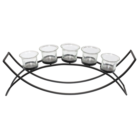 Picture of Svečturis metāla 5 svecītēm, melns