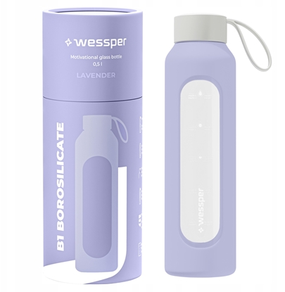 Изображение Szklana butelka Wessper B1 Borosilicate 500ml Lavender (WES260-500-VI-NEW)