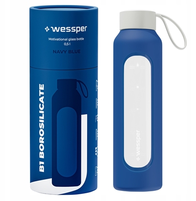 Изображение Szklana butelka Wessper B1 Borosilicate 500ml Navy Blue (WES260-500-NB-NEW)