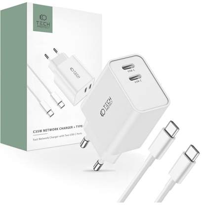 Изображение Tech-Protect Tech-Protect C35W 2x USB-C PD 35W charger with USB-C / USB-C cable - white