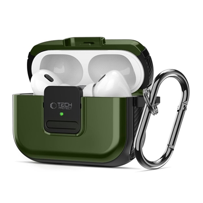 Attēls no Tech-Protect TECH-PROTECT DEFENDER HOOK MAGSAFE Apple AIRPODS PRO 1 / 2 OLIVE GREEN