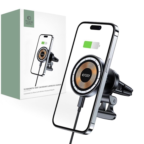 Picture of Tech-Protect Tech-Protect MM15W-V5 Car Phone Holder with MagSafe 15W Inductive Charger for Air Vent - Black