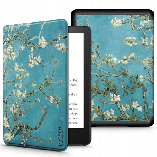 Изображение Tech-Protect Tech-Protect SmartCase for Kindle Paperwhite V / 5 / Signature Edition - Blue with Sakura Flowers