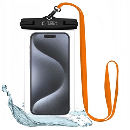 Attēls no Tech-Protect Tech-Protect Waterproof Case UWC7 waterproof for devices up to 6.9" - black and orange