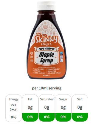 Изображение The Skinny Food Co. Kļavu bezkaloriju sīrups 425ml