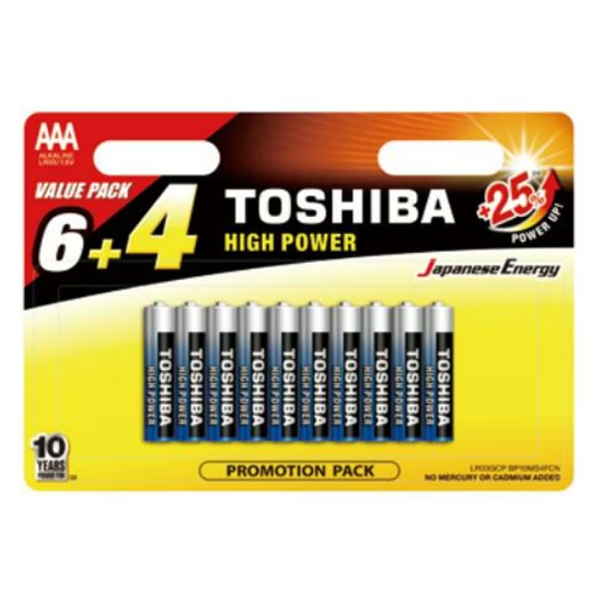 Picture of TOSHIBA AAA alkaline baterijas 10 iepakojumā