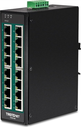 Picture of Trendnet 16-Port Industrial Gigabit PoE+ DIN-Rail Switch