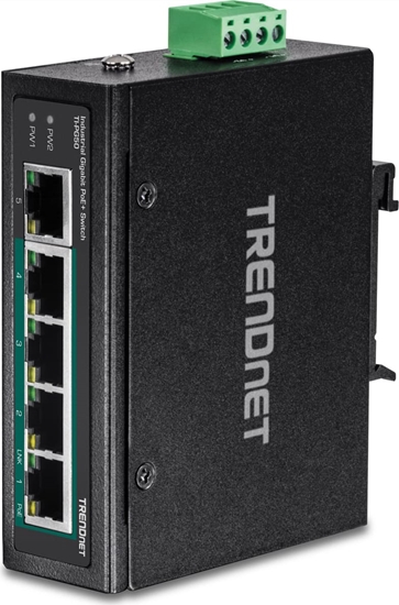 Изображение Trendnet Industrie Switch 5 Port Fast Eth. PoE+ L2 DIN-Rai