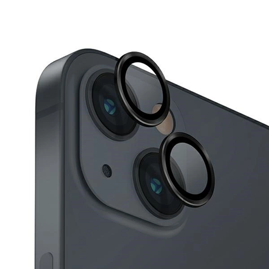 Изображение UNIQ Uniq Optix Glass Aluminum Camera Lens Protector for iPhone 14 / 14 Plus Camera Lens with Applicator - Black