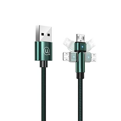 Picture of USAMS Kabel pleciony obrotowy U60 2A microUSB ziel