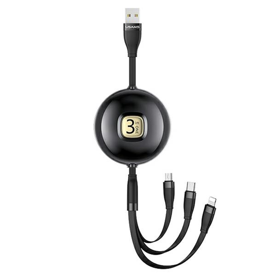 Picture of USAMS Kabel U69 3w1 1m czarny|black (lightning|mic