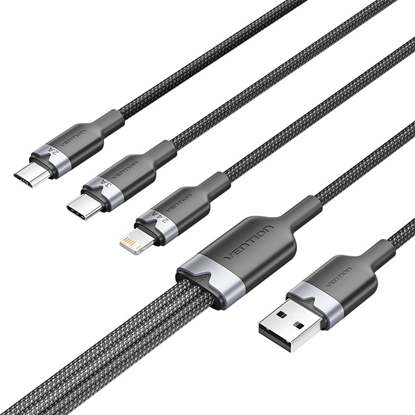 Изображение USB 2.0 A male to 3-in-1 USB-C, Lightning and Micr