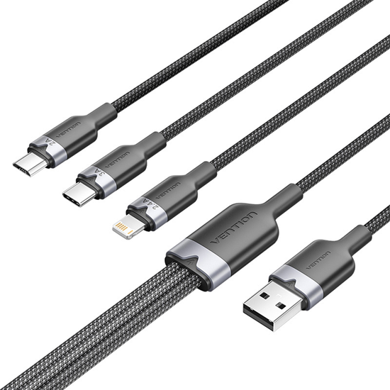 Изображение USB 2.0 A male to 3-in-1 USB-C, Lightning and Micr