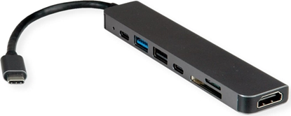Picture of Value Dockingstation Type C, 1x 4K60 HDMI, 2x USB 2.0 (A+C) + 1x USB 3.2 Gen1 (A), 1x Type C (Power Delivery), 1x SD/TF
