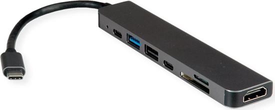 Picture of Value Dockingstation Type C, 1x 4K60 HDMI, 2x USB 2.0 (A+C) + 1x USB 3.2 Gen1 (A), 1x Type C (Power Delivery), 1x SD/TF