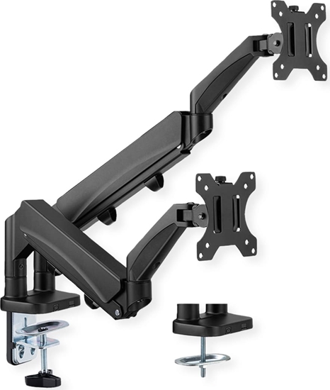 Picture of Value Dual LCD Monitor Arm, Desk Clamp, 5 Joints, Space Saving