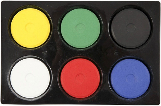 Picture of Vandfarver i palet med 6 primærfarver, Ø 44 mm på hver farveblok