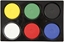 Attēls no Vandfarver i palet med 6 primærfarver, Ø 44 mm på hver farveblok