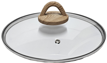 Изображение Vāks stikla Amber 24cm, ar koka imitācijas rokturi