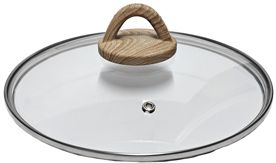 Изображение Vāks stikla Amber 24cm, ar koka imitācijas rokturi