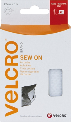 Attēls no Velcro ® Klettband zum Aufnähen, Haken & Flausch 20mm x 1m Weiß