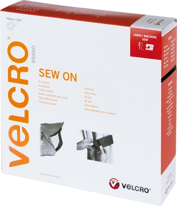 Attēls no Velcro ® Klettband zum Aufnähen, Haken & Flausch 50mm x 10m Schwarz