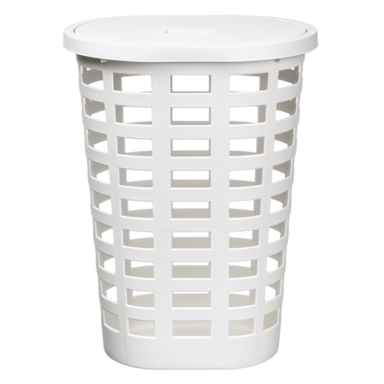 Изображение Veļas grozs Boston 54L ovāls ar vāku, balts