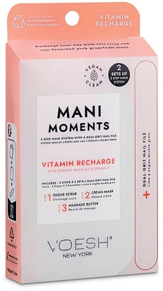 Attēls no VOESH_SET Mani Moments Double Vitamin Recharge zestaw do manicure peeling cukrowy + maska kremowa + maso do masau + pilnik do paznokci