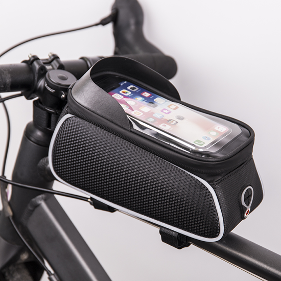 Изображение Waterproof bike frame bag with shielded phone hold