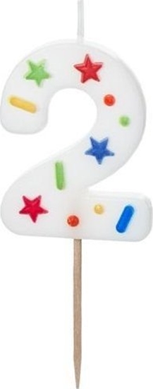 Picture of wieczka urodzinowa 2 biaa konfetti 5.5cm