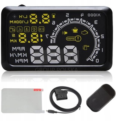 Изображение Wywietlacz LED HUD W02 5.5" OBD2 wersja PRO