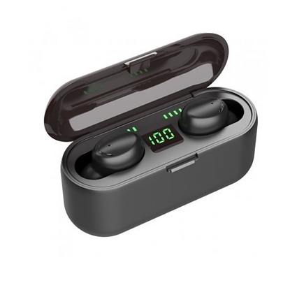 Attēls no WoW F9 Sport & Leisure Super-Fit TWS Bluetooth 5.1 Stereo Earphones with HD Mic LED charging case Black