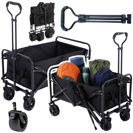 Изображение Wózek Ogrodowy Plaowy Transportowy Skadany Czarny 120L LEAN