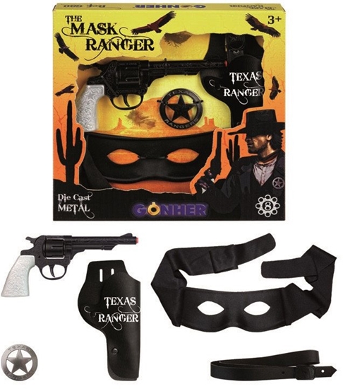 Picture of Zestaw kowbojski z mask, odznak, kabur, paskiem i rewolwerem GONHER 680/6