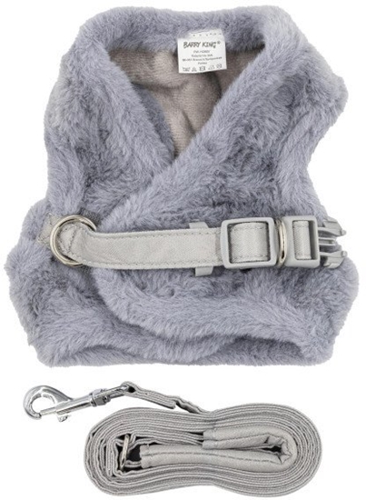 Picture of Zestaw, szelki+smycz, dla psa/kota, szary, poliester, rozmiar L, ocieplane