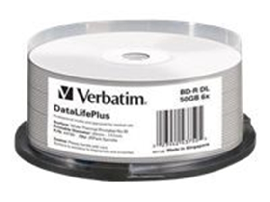 Picture of 1x25 Verbatim BD-R Blu-Ray 50GB 6x Speed thermal printable CB
