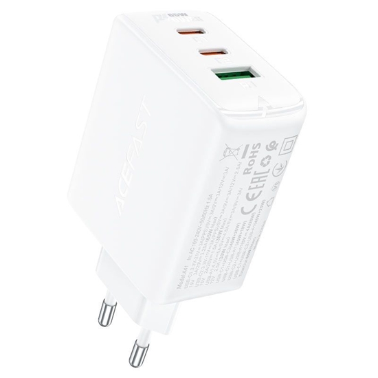 Picture of Acefast Acefast fast charger GaN (2x USB-C / USB-A) PPS / PD / QC4+ 65W white (A41)