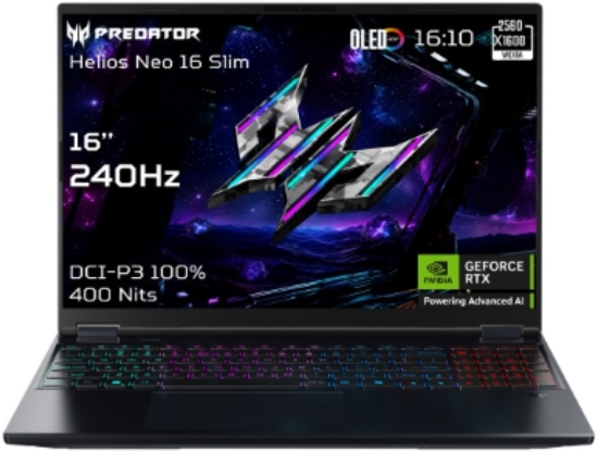 Picture of Acer | Predator Helios Neo 16S AI PHN16S-71-95J5 | Black | 16 " | OLED | WQXGA | 240 Hz | Intel Core Ultra 9 | 275HX | 64 GB | DDR5 | Solid-state drive capacity 1000 GB | NVIDIA GeForce RTX 5070 Ti | Windows 11 Home | Keyboard language English | Keyboard 