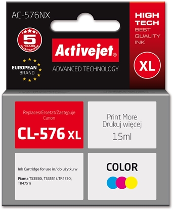 Picture of Activejet AC-576NX Tusz (zamiennik Canon CL-576XL; Supreme; 15 ml; kolor: niebieski  óty  czerwony)