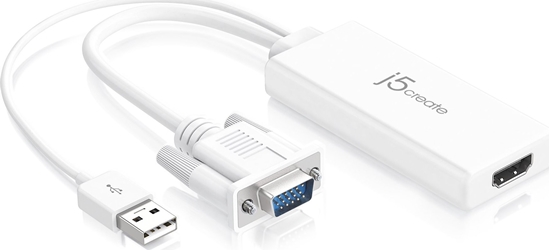 Изображение Adapter USB j5create j5create JDA214 adapter kablowy 0,176 m VGA, USB A HDMI Biay