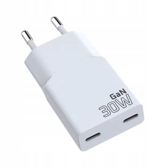 Picture of adowarka sieciowa 2 x USB-C Quick Charge 4+ 30W SUPER SLIM biaa