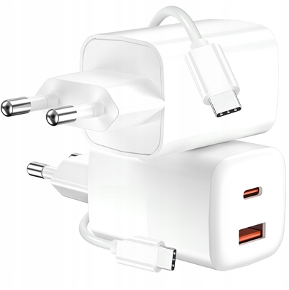 Attēls no adowarka sieciowa 30W GaN USB-C PD + USB 3A LTC + kabel USB-C -USB-C 1m