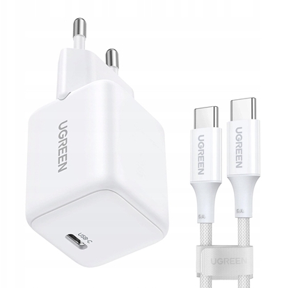 Picture of adowarka sieciowa UGREEN X513 30W GaN USB-C + kabel USB-C 1m biaa