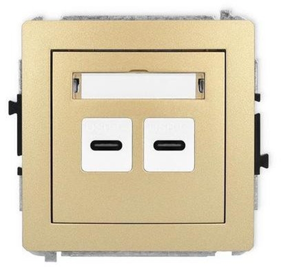 Picture of adowarka USB Karlik Deco 29DCUSB-7 podwójna 2xUSB C, 20W max. zota