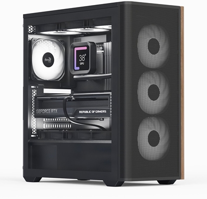 Attēls no AeroCool Geh Midi D501A-G-BK-V2 (B/Wood/ATX)