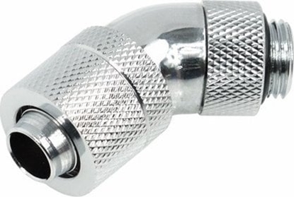 Attēls no Alphacool Alphacool HF Anschluss 45 Grad G1/4 Zoll AG auf 13/10mm - drehbar, chrome silber