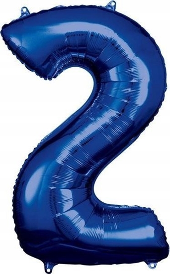 Изображение AMSCAN Balon foliowy dua cyfra 2 niebieski 57x86cm 9907278